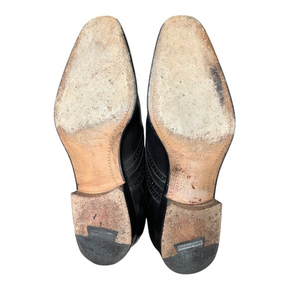 Salvatore Ferragamo Black Calfskin Leather Lace-Up Derby Shoes w/Wingtip Toe Cap - Picture 7 of 7